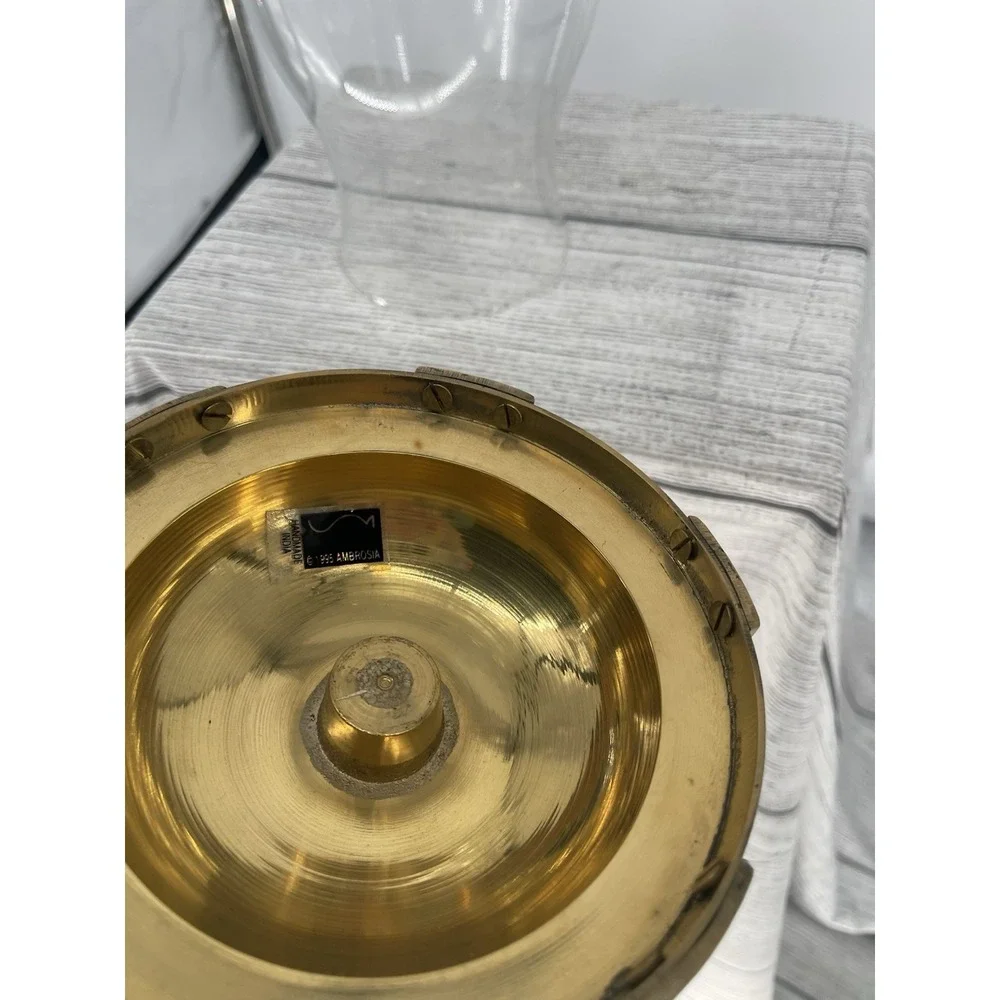 AMBROSIA HOLIDAY FORREST HURRICANE CHRISTMAS CANDLE BRASS‎ LAMP 12